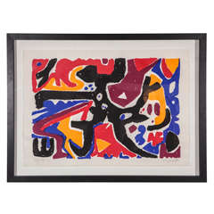 Large Signed Abstract Graphic Lithograph