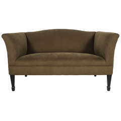 Vintage Tuxedo Love Seat in Olive Denim