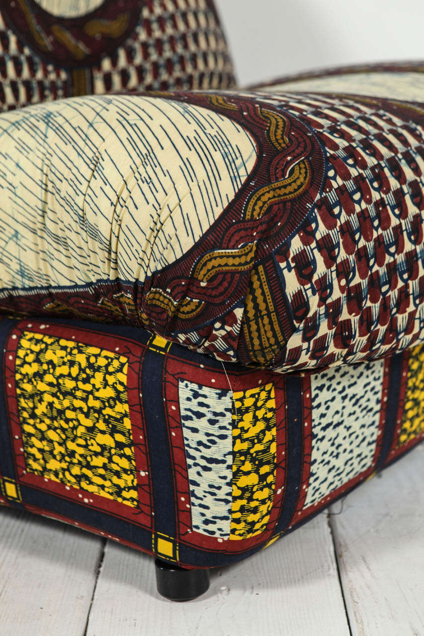 Italian Lounge Chairs in Graphic African Fabric 1