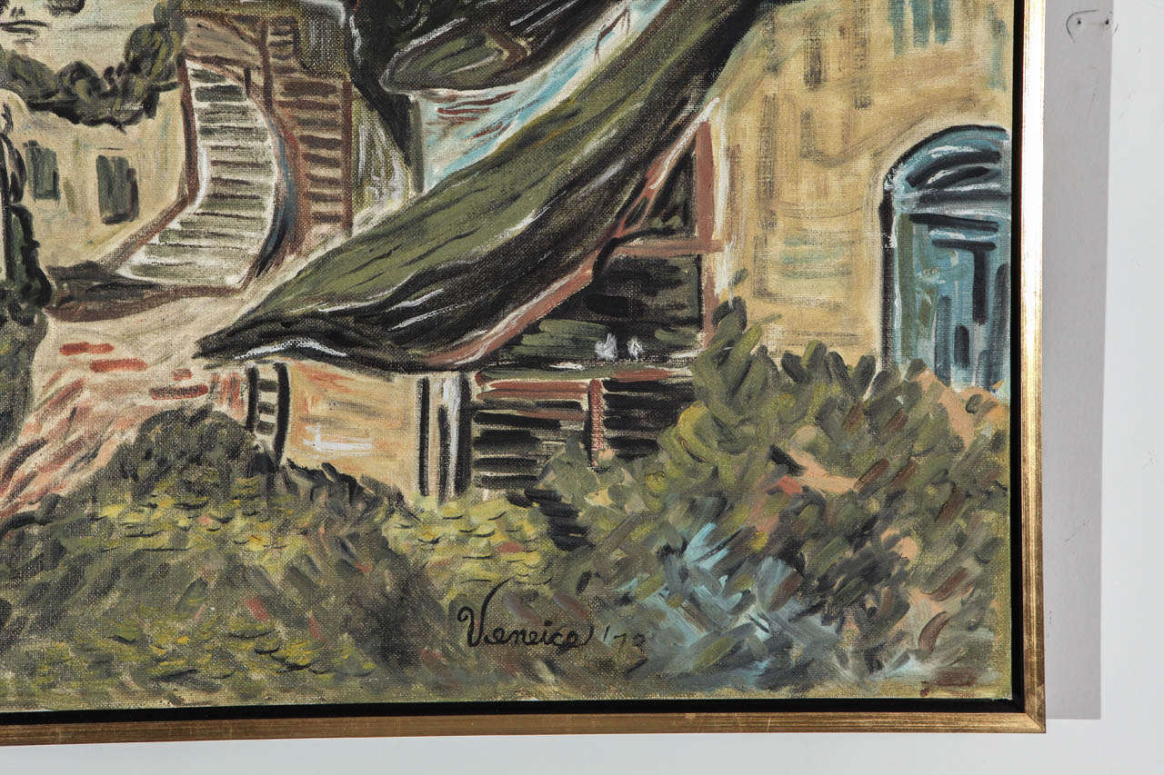 20th Century Post-Impressionist Painting of Countryside Cottage