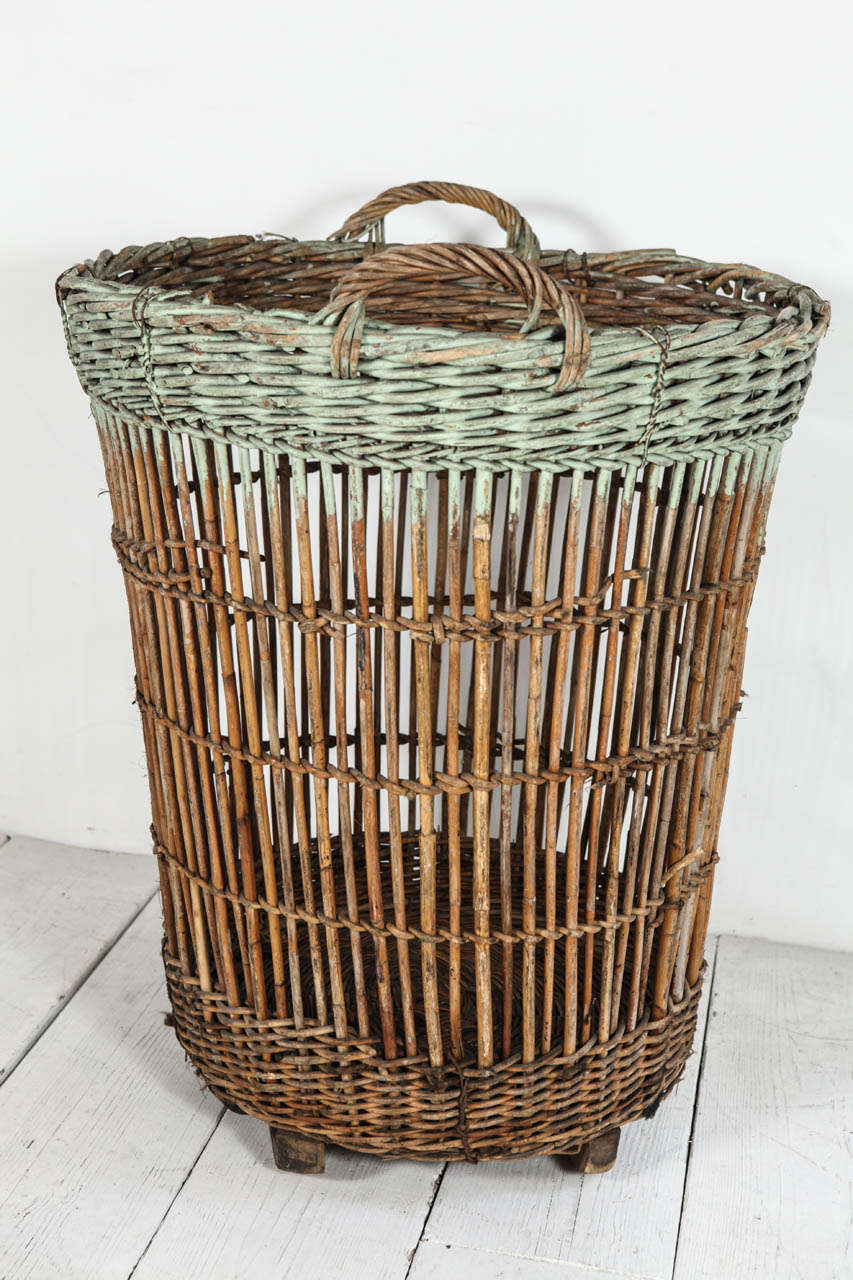 Rustic Large Scale Reed Basket at 1stdibs