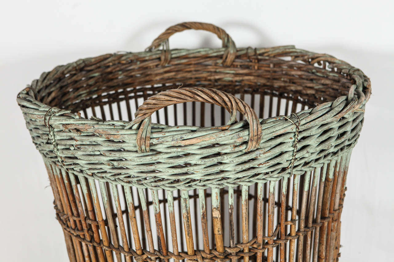 Rustic Large Scale Reed Basket at 1stdibs