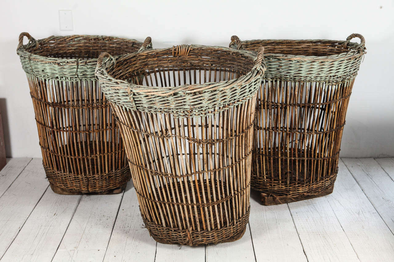 Rustic Large Scale Reed Basket at 1stdibs