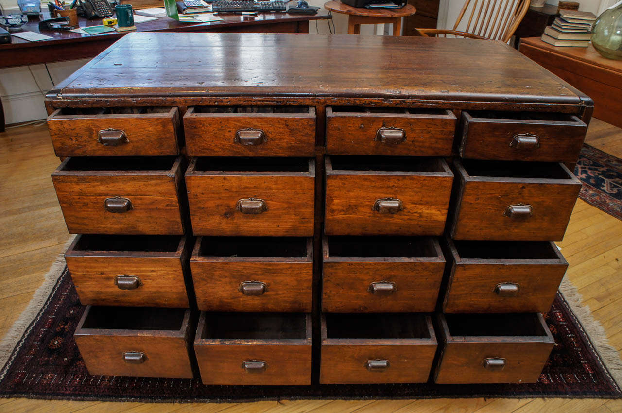 19th Century French 16-Drawer Store Counter