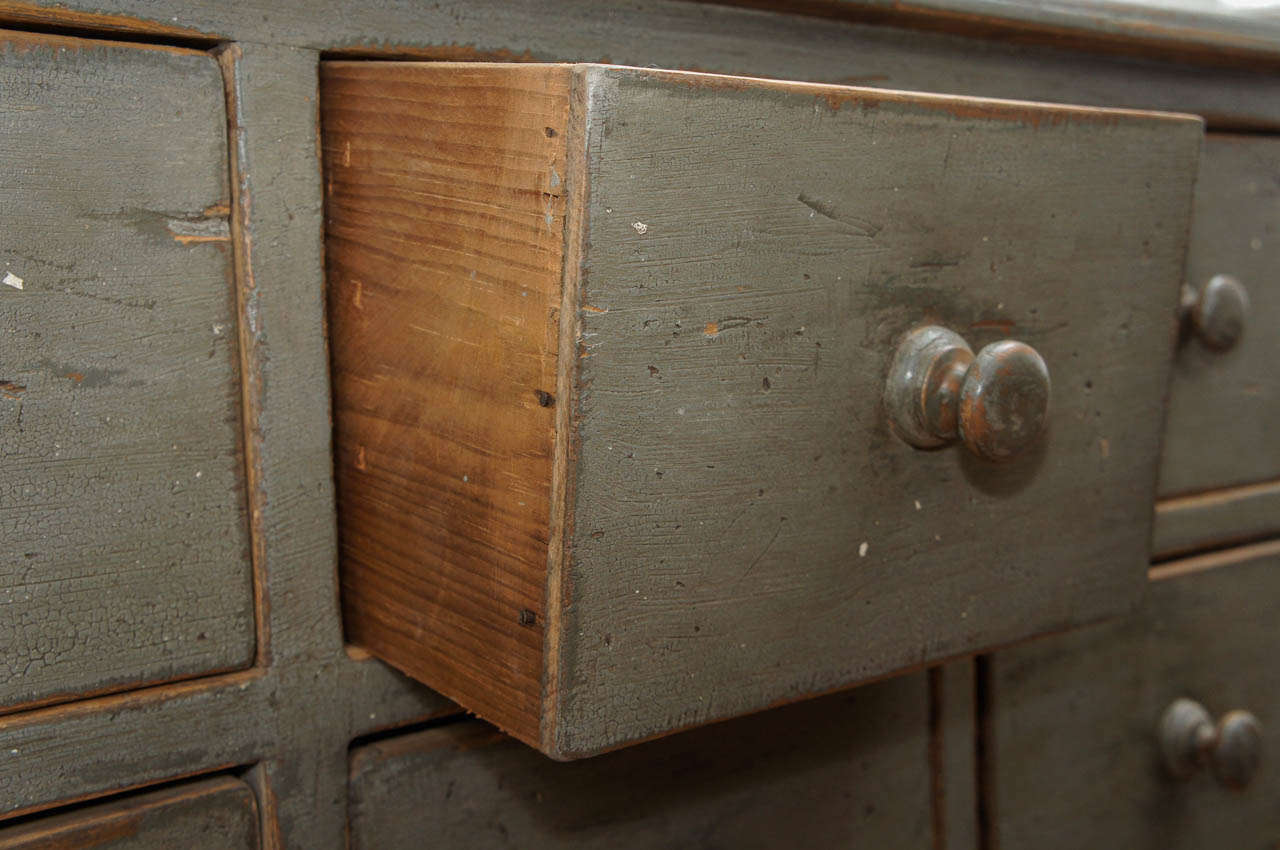 19th Century Gray Multi Drawer Canadian Store Counter