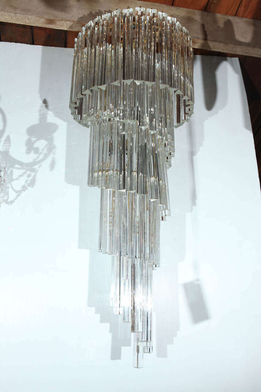 Ultra Luxe Pair Venini Crystal Spiral Chandeliers 
The measurements below do not include any chain or canopy measurements (these can be provided at no charge upon request)
Already rewired for U.S.