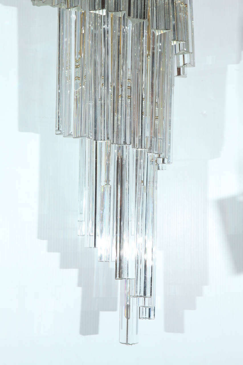 Italian Ultra Luxe Pair Venini Crystal Spiral Chandeliers