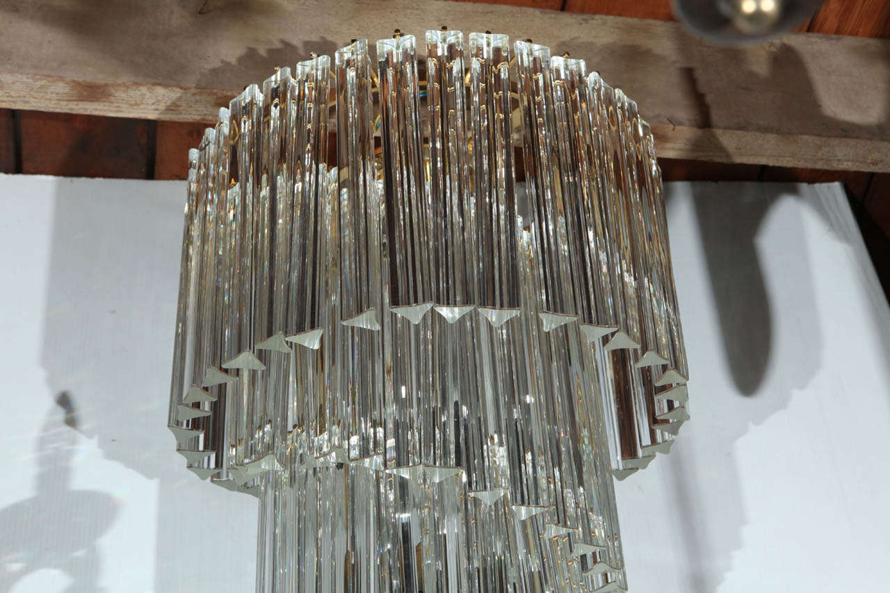 Ultra Luxe Pair Venini Crystal Spiral Chandeliers In Excellent Condition In Los Angeles, CA