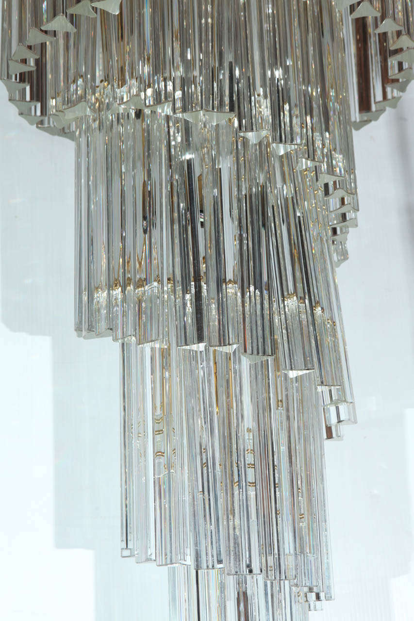 20th Century Ultra Luxe Pair Venini Crystal Spiral Chandeliers