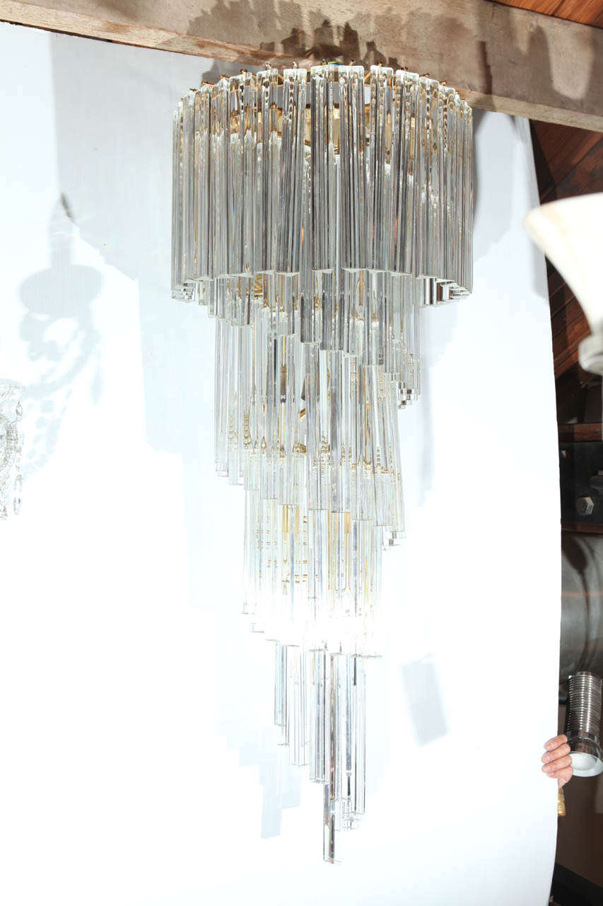 Ultra Luxe Pair Venini Crystal Spiral Chandeliers 2