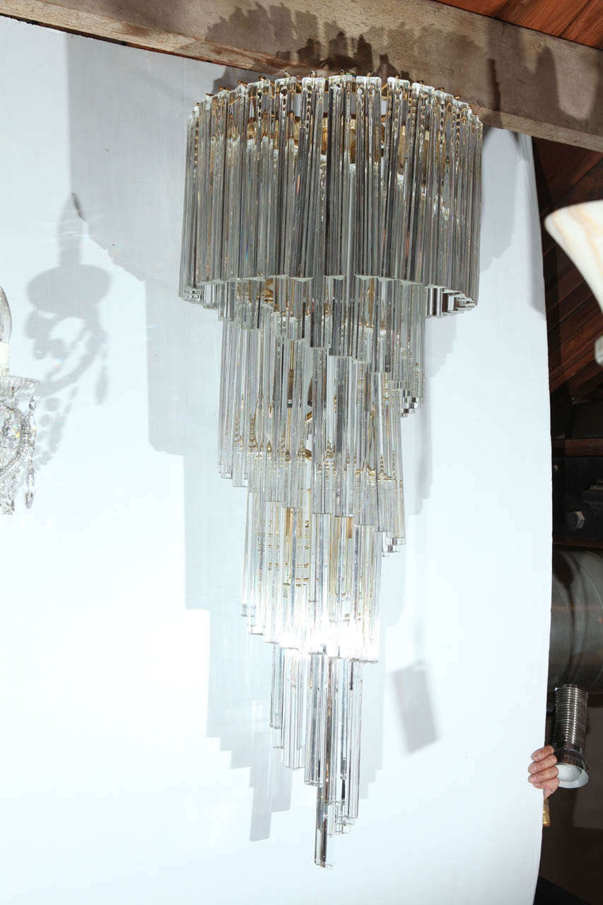 Ultra Luxe Pair Venini Crystal Spiral Chandeliers 3