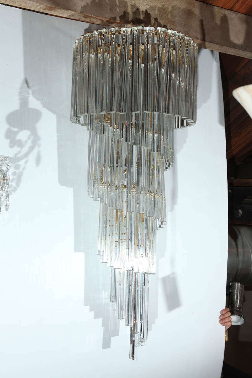 Ultra Luxe Pair Venini Crystal Spiral Chandeliers 4