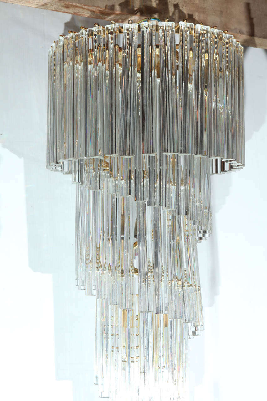 Ultra Luxe Pair Venini Crystal Spiral Chandeliers 5