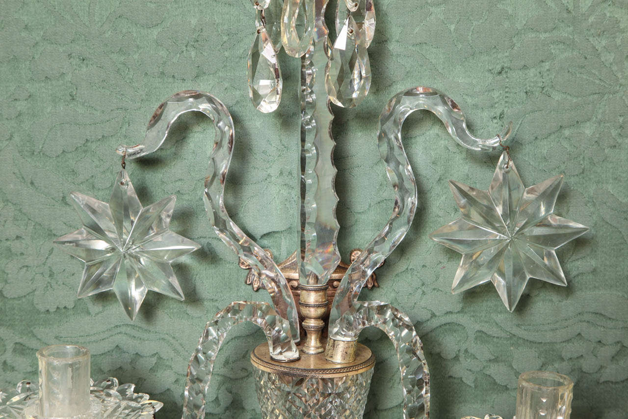 Antique Style Cut Crystal TwoLight Wall Lights, English, circa 1870 For Sale at 1stDibs