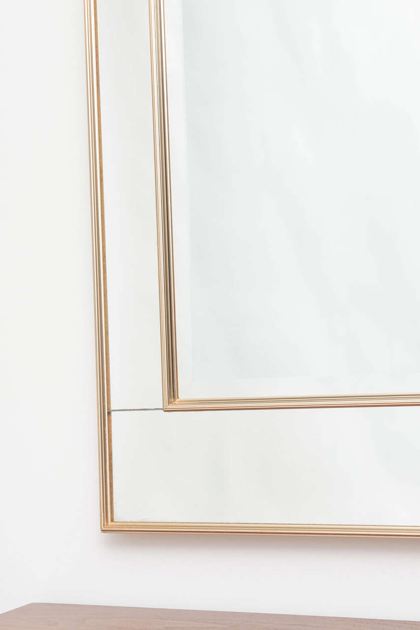 Modern Polished Brass Double-Framed Mirror, La Barge, 1970s