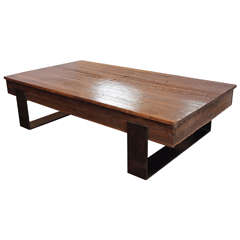 French Proctor's Oak Coffee Table on Metal Stand