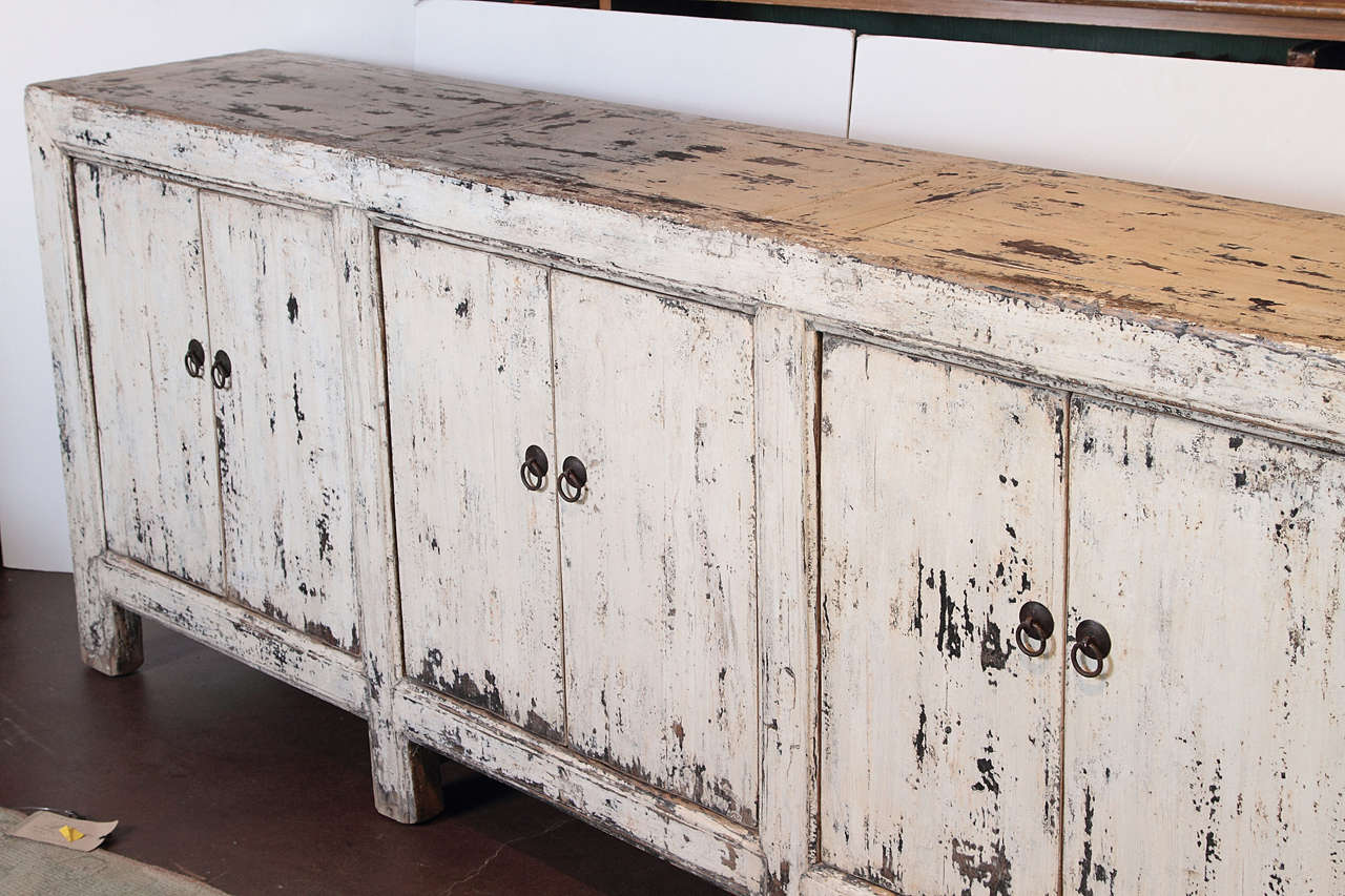 Wabi Sabi Oriental White Six-Door Server in Original Paint Patina