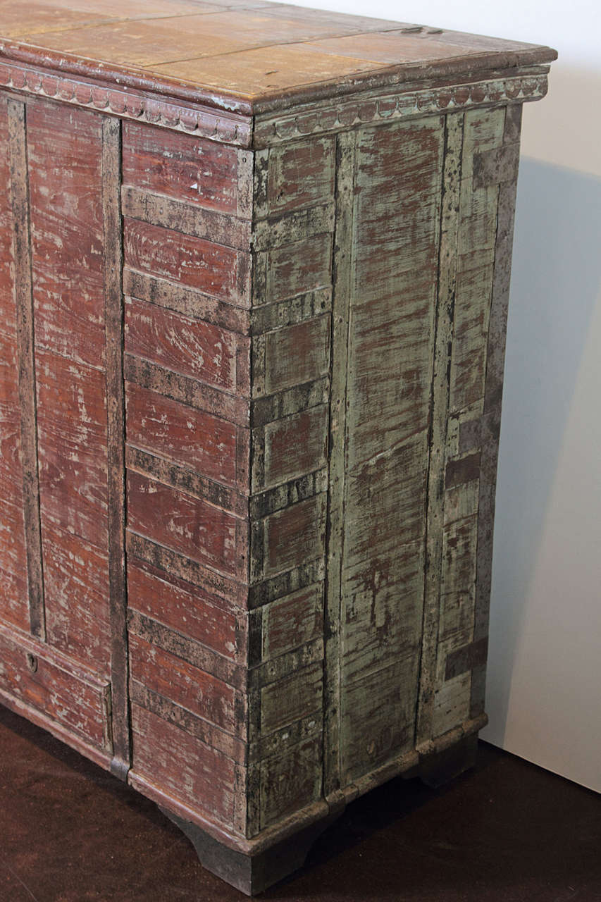 19th Century Anglo-Indian Wood and Iron Lift-Top Console Trunk In Good Condition In Dallas, TX