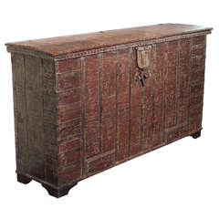 19th Century Anglo-Indian Wood and Iron Lift-Top Console Trunk