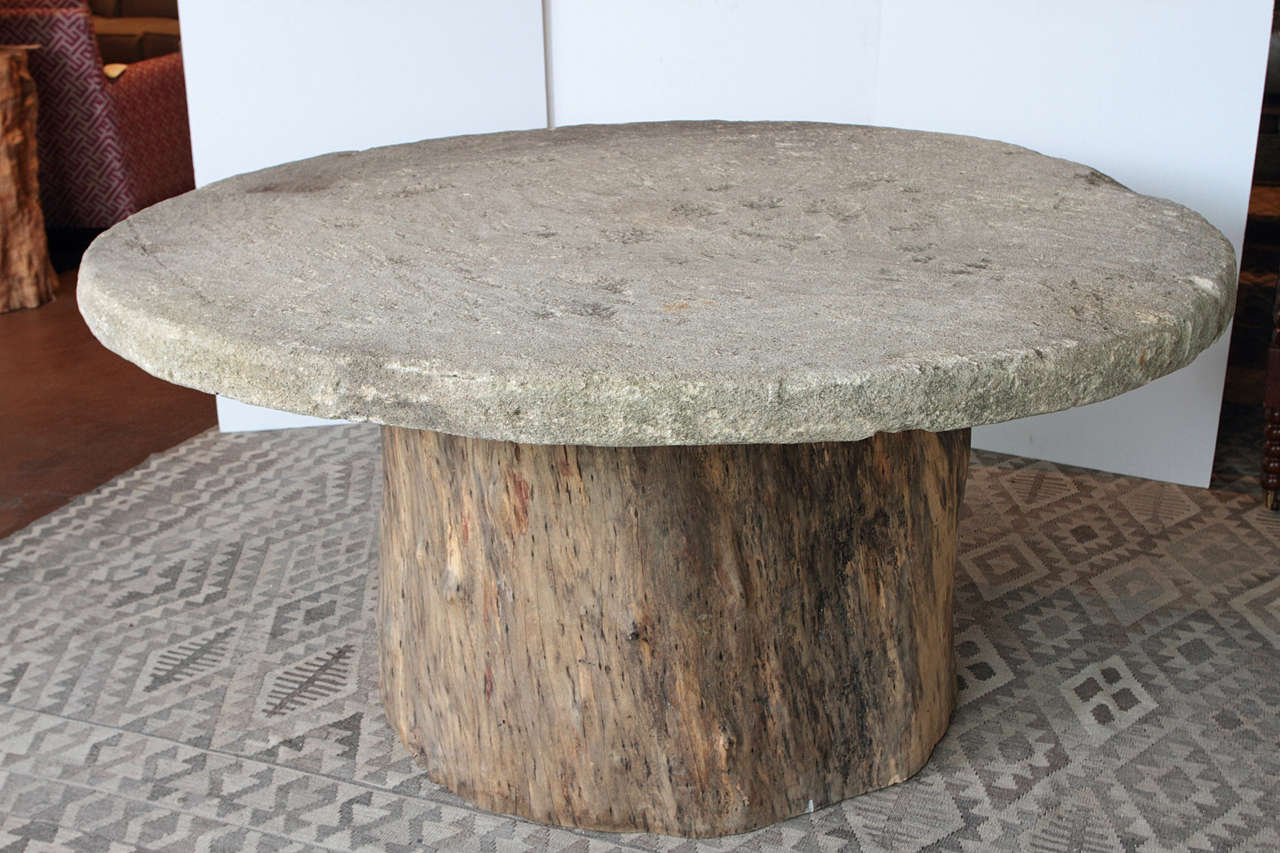 Chalkstone and Organic Lychee Wood Trunk Dining Table 4