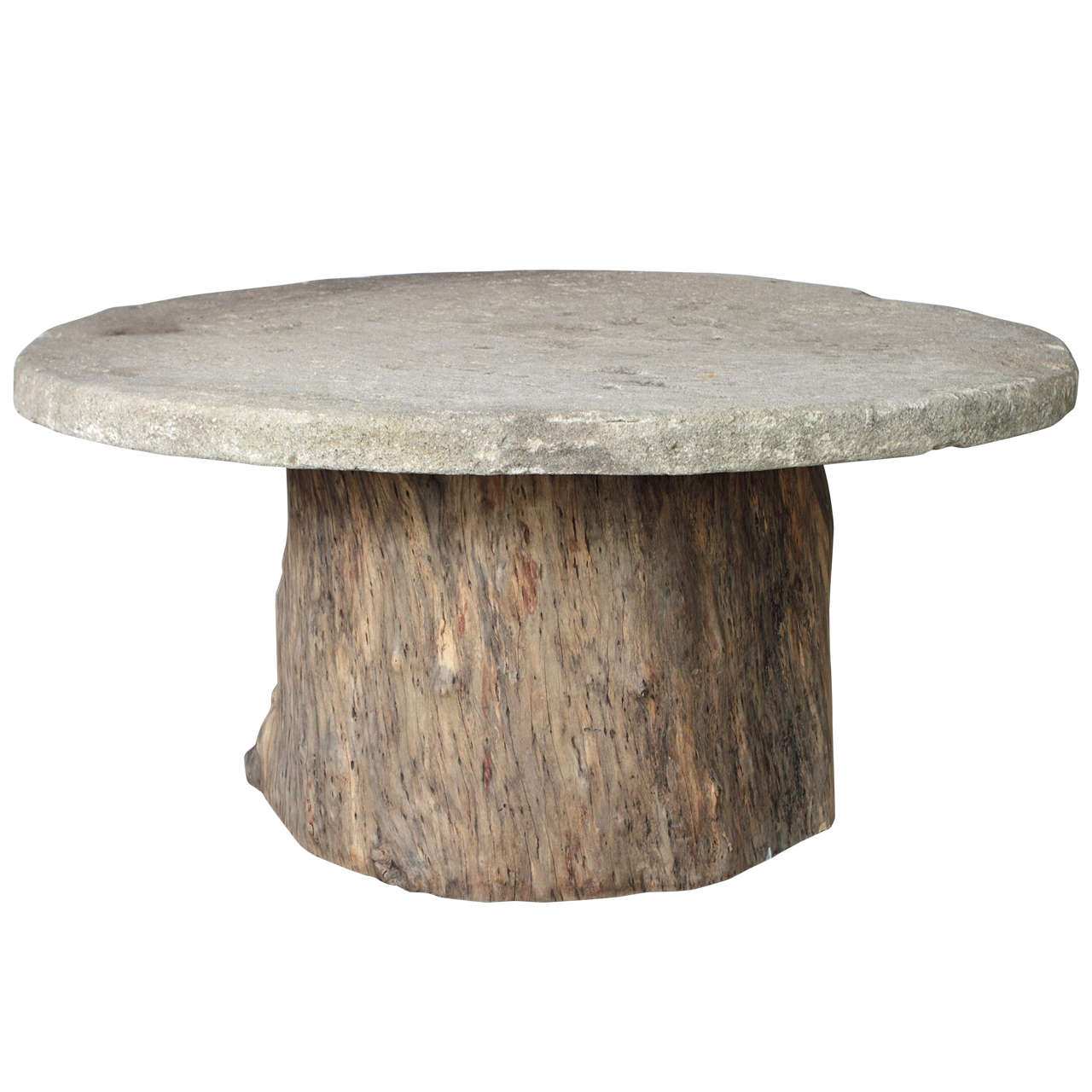 Chalkstone and Organic Lychee Wood Trunk Dining Table