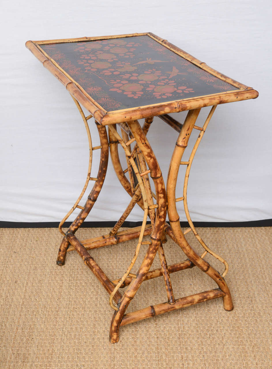 19th Century English Bamboo Tray-Top Side Table 1