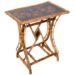 19th Century English Bamboo Tray-Top Side Table