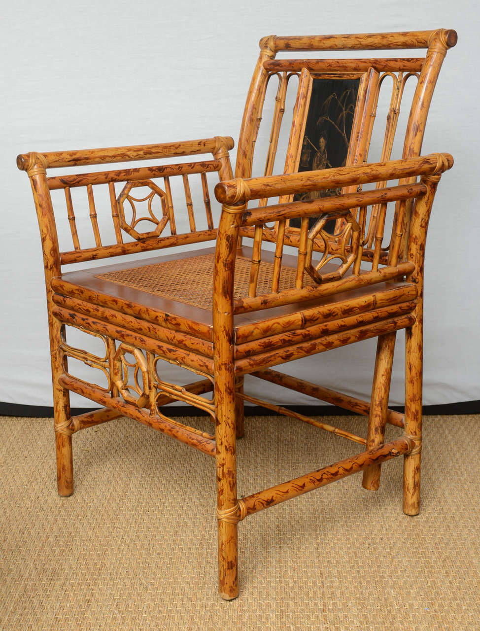 19th Century Fine English Bamboo Decorated Chair