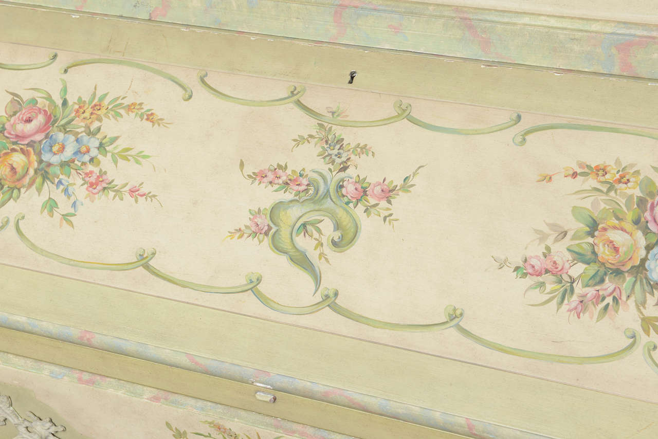 Superb Antique Style Hand-Painted Italian Vintage Bureau Bookcase Louis XV Style 1