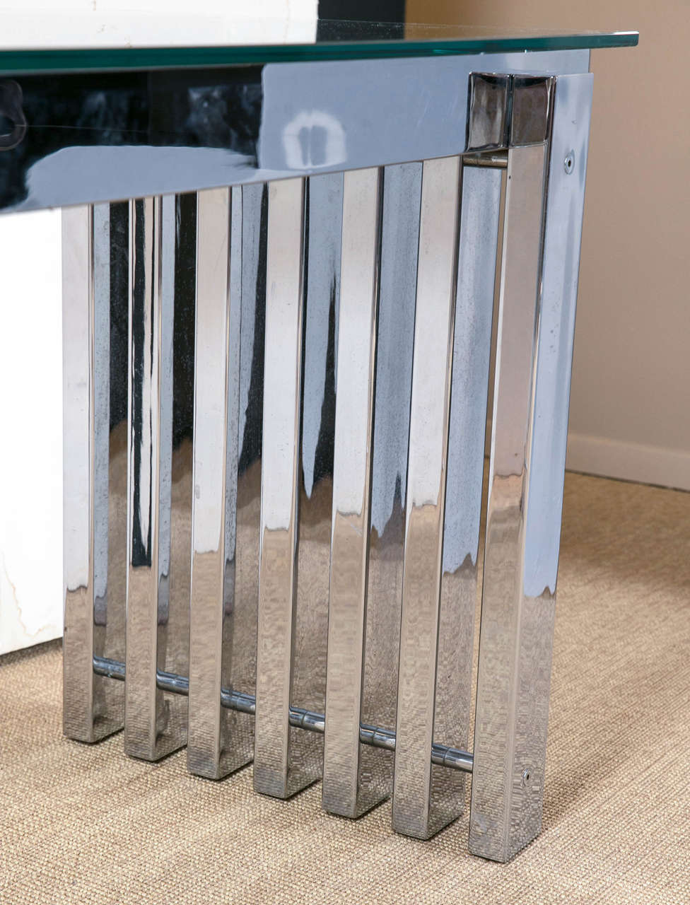 Mid-Century Chrome and Glass Console Table In Excellent Condition In Stamford, CT