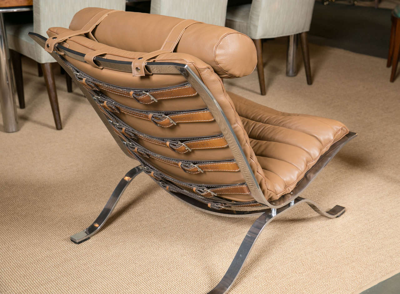 Leather Lounge Chair and Ottoman by Arne Norell