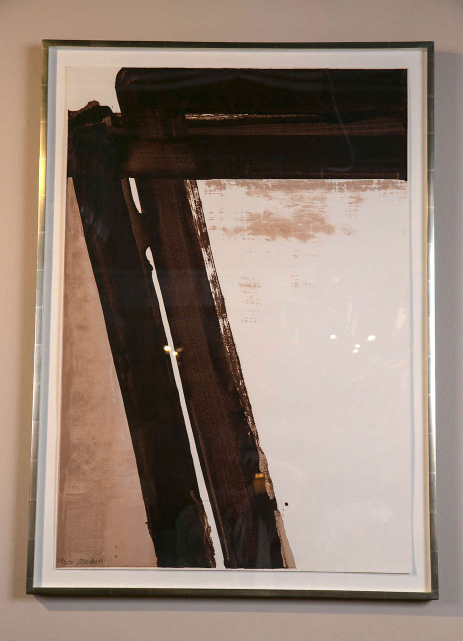 "Composition in Brown, " Serigraph by Pierre Soulages