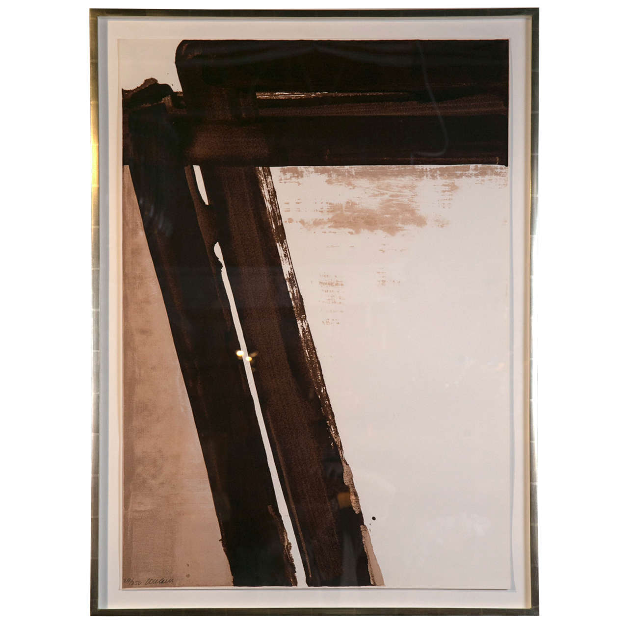 "Composition in Brown, " Serigraph by Pierre Soulages