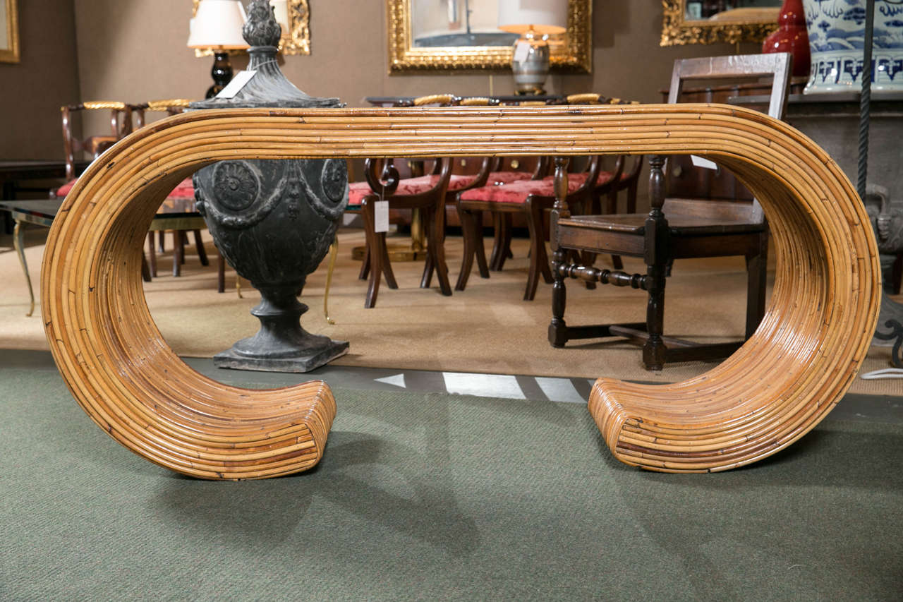 Rattan Console Table In Good Condition In Stamford, CT