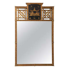 Hollywood-Regency Style, Chinese Chippendale Over-Mantle Mirror with Pagoda