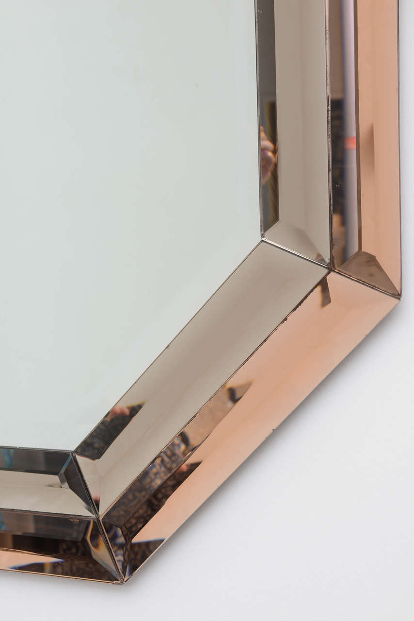 Mid-Century Octagonal Tri-Colored Mirror:  American 1970s 2