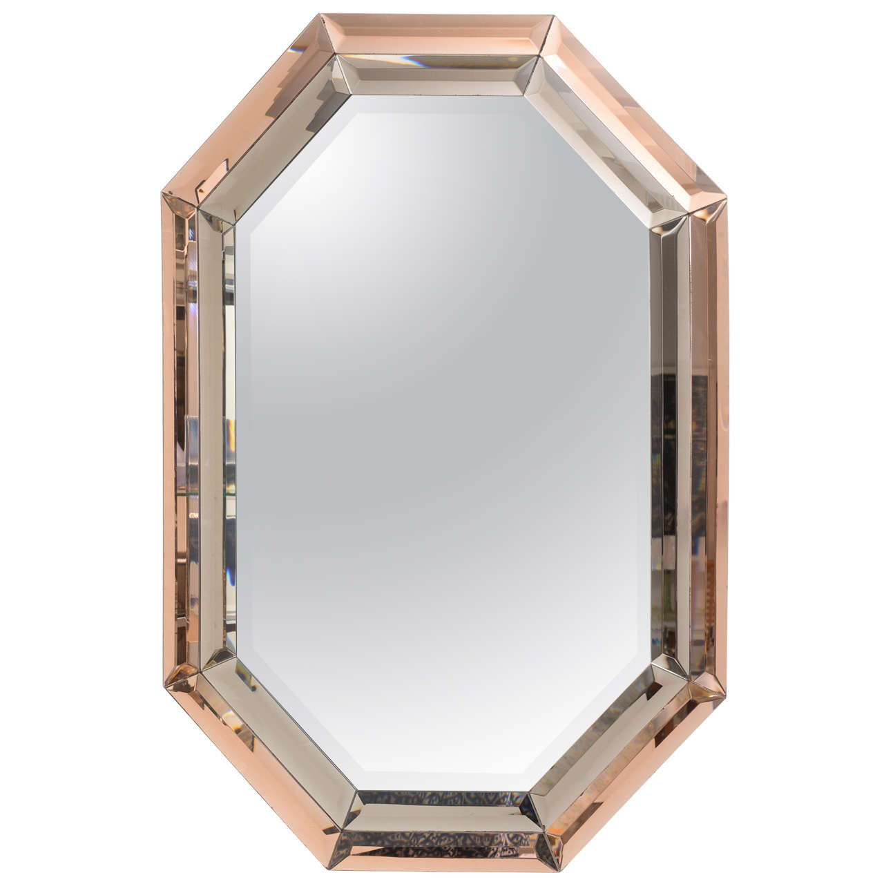 Mid-Century Octagonal Tri-Colored Mirror:  American 1970s