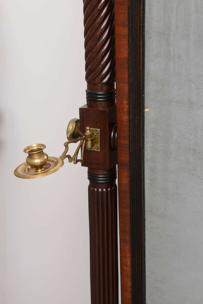 British George IV, Mahogany Cheval Dressing Mirror, Circa 1810