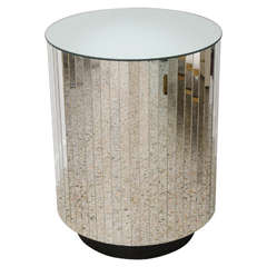 Circular Table or Pedestal with Mirrored Strips:  1980s