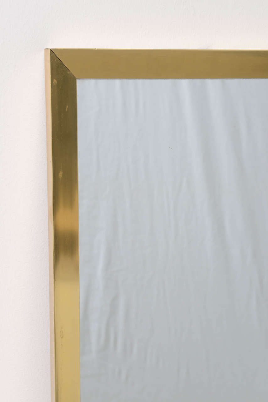 Mid-Century Modern Pair of Mid-Century Polished Brass Framed Mirrors Attributed to Paul McCobb