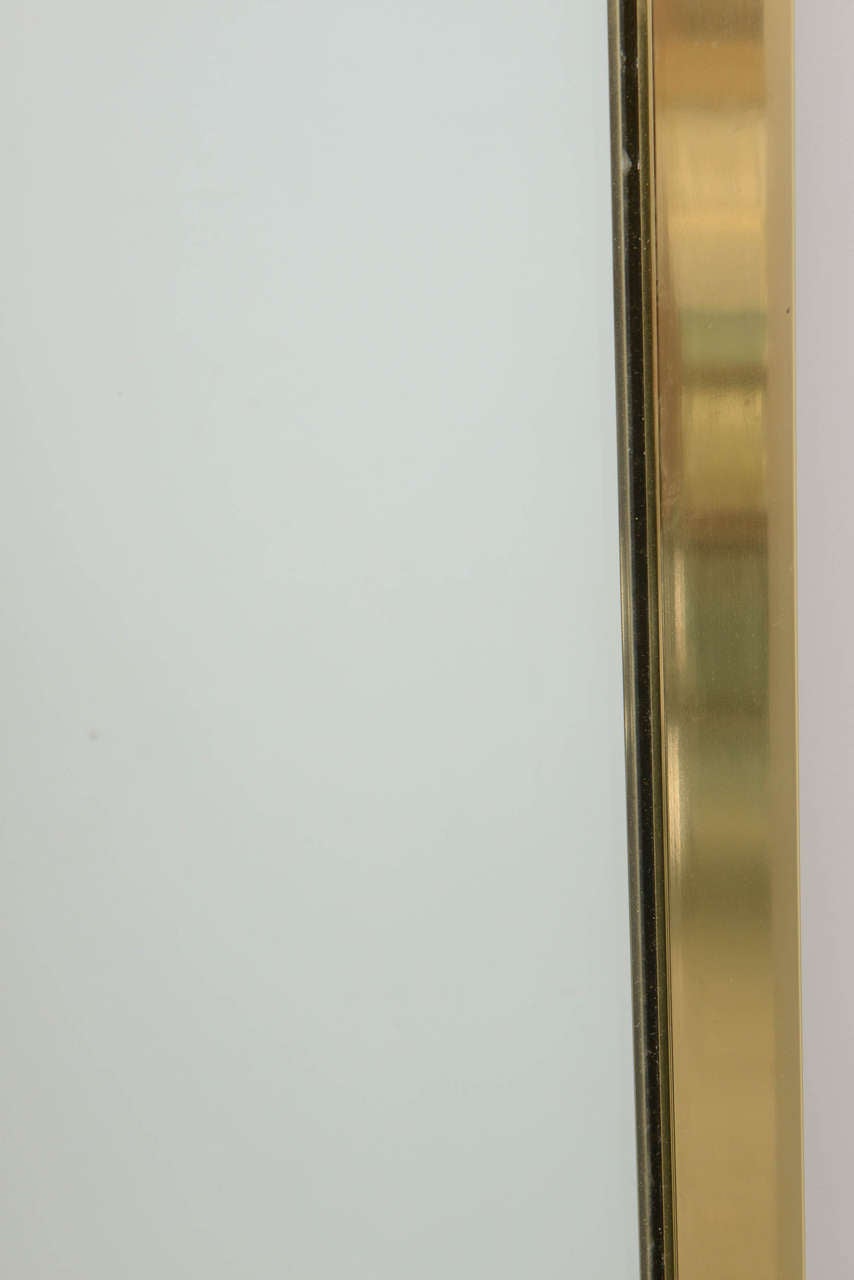 20th Century Pair of Mid-Century Polished Brass Framed Mirrors Attributed to Paul McCobb
