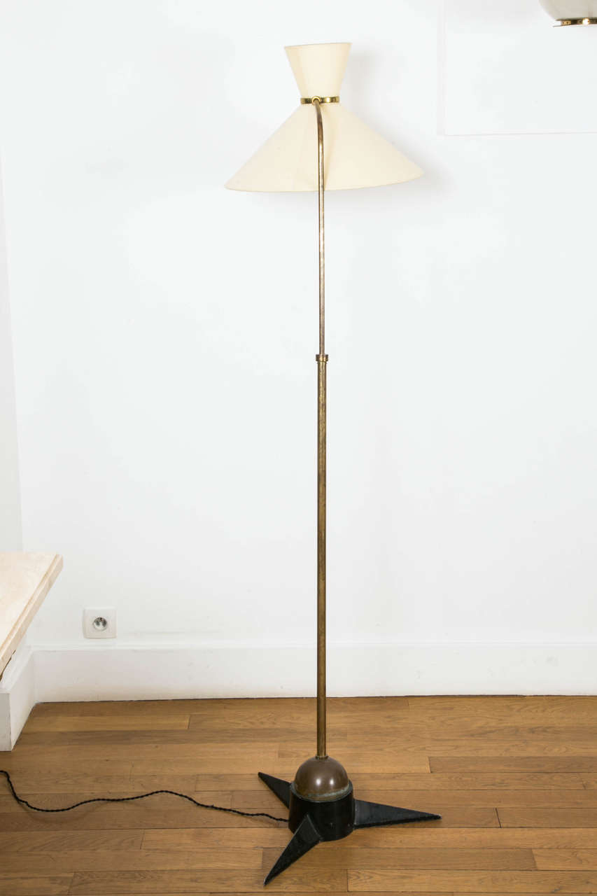 Mid-20th Century Floor Lamp on Star Base, circa 1950, by Robert Mathieu For Sale