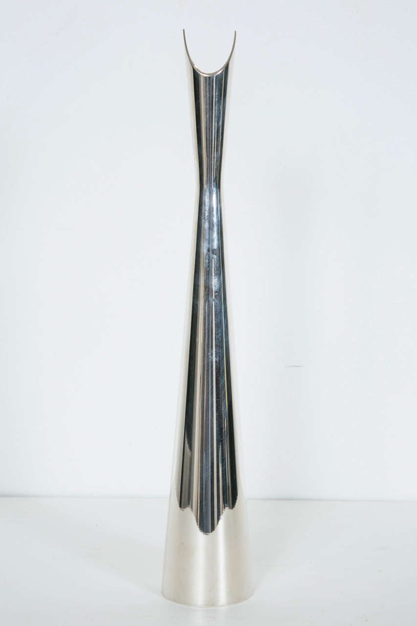 Three “Cardinal” Silvered Metal Vases by L. Sabattini for Christofle, 1970 In Good Condition For Sale In Paris, FR