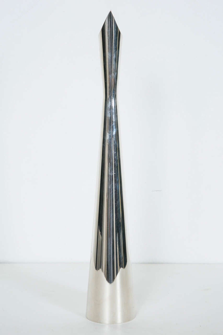 Late 20th Century Three “Cardinal” Silvered Metal Vases by L. Sabattini for Christofle, 1970 For Sale