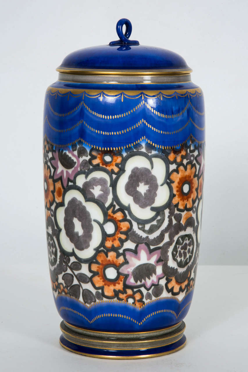 Enamelled Sevrees Porcelain Vase by Henri PATOUT, 1926 In Good Condition In Paris, FR