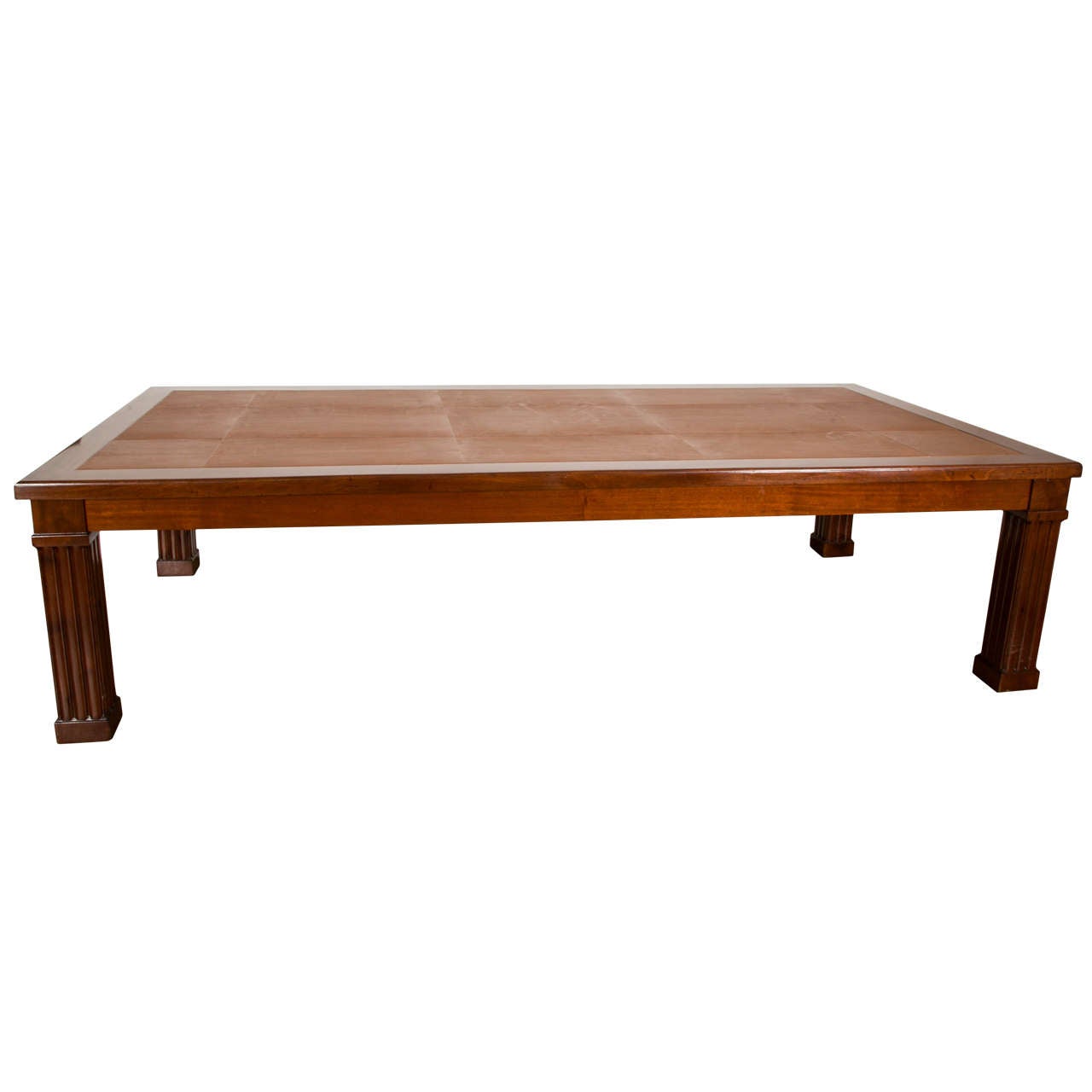 Large Mahogany Table with Leather-Top by Louis Sue and André Mare