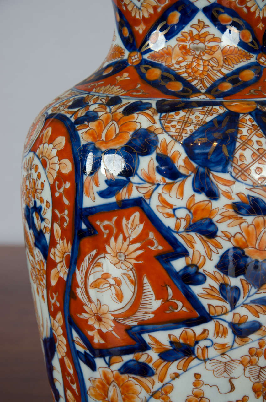 19th Century Tall Japanese Imari Flared Neck Vase