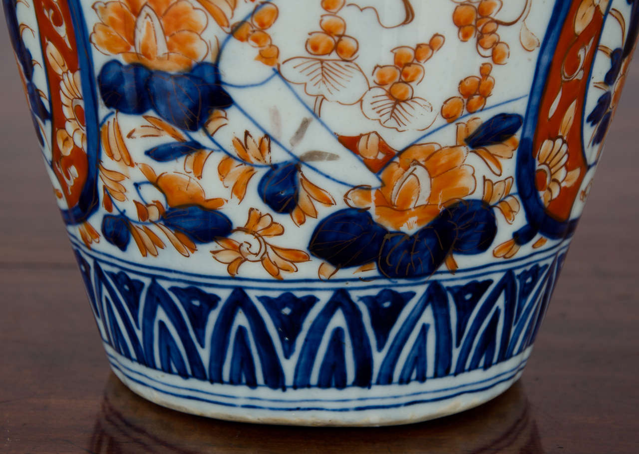 Pottery Tall Japanese Imari Flared Neck Vase