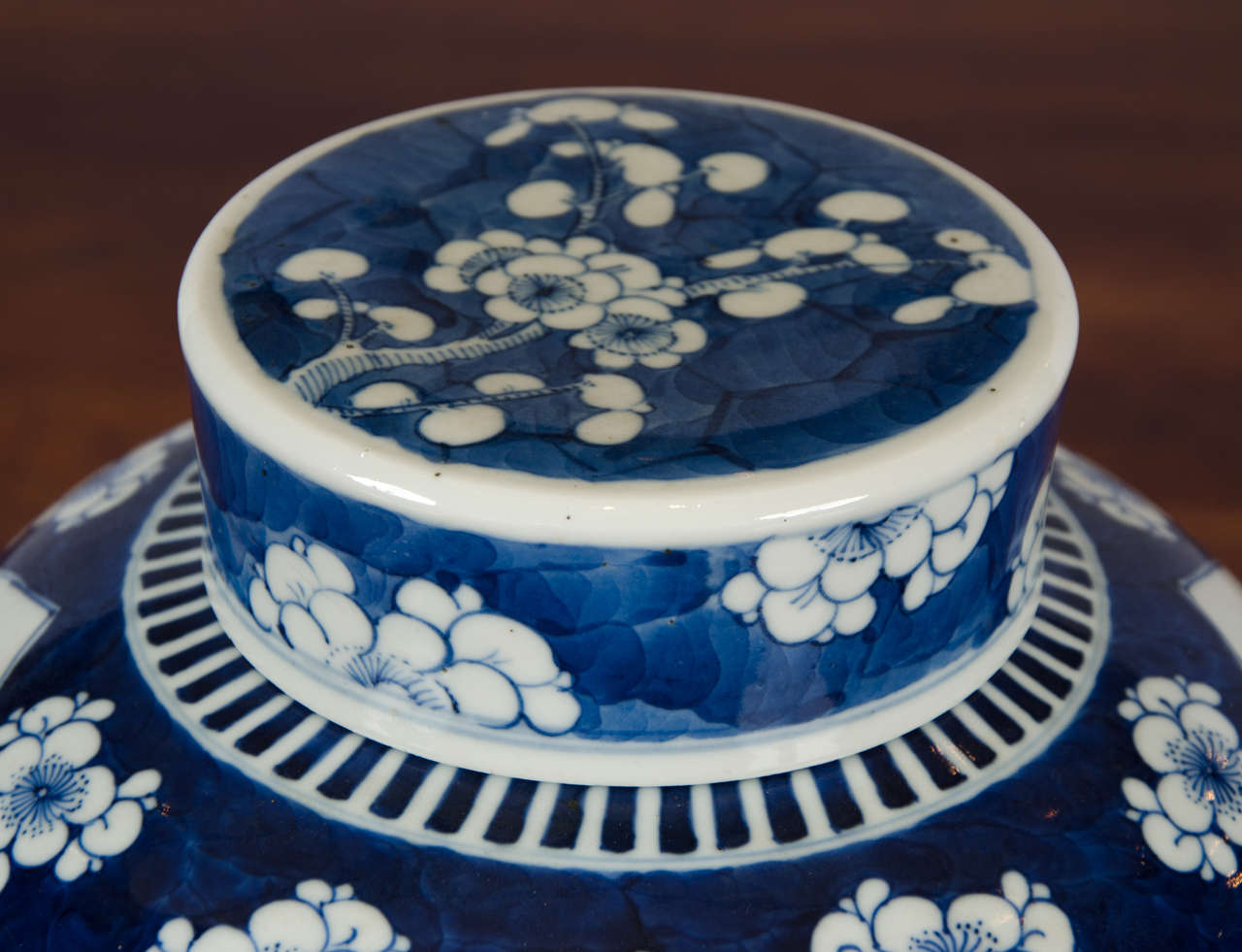 19th Century Chinese Blue and White Lidded Ginger Jar