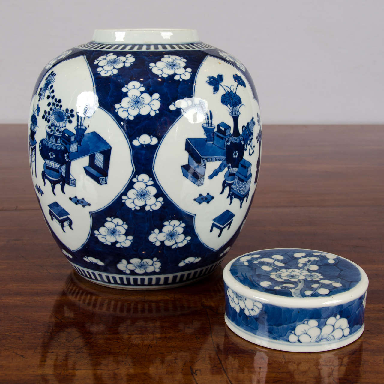 Chinese Blue and White Lidded Ginger Jar 4